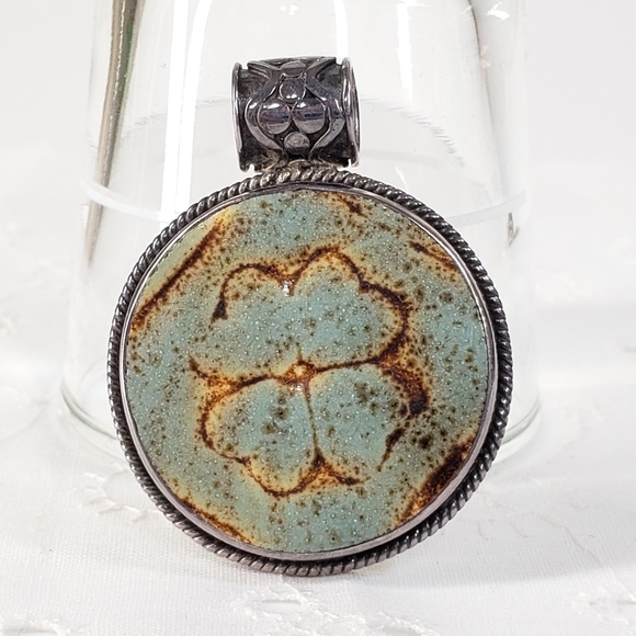 Vintage Jewelry - Vintage 925 Porcelain Pendant